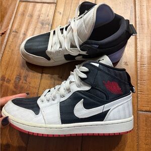 Nike Air Jordan 1 Mid Black/White with Red Accent Men’s Sneakers